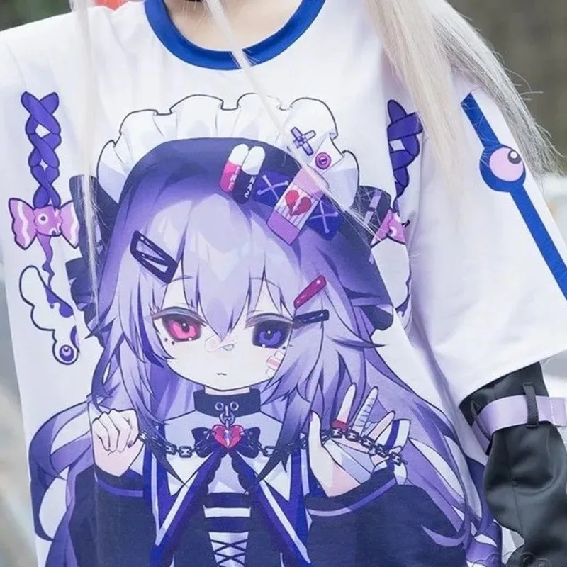Summer New Short-sleeved Loose Casual T-shirt Y2k Subculture Style Cartoon Harajuku Aesthetic Top for Men and Women Cost T-shirt