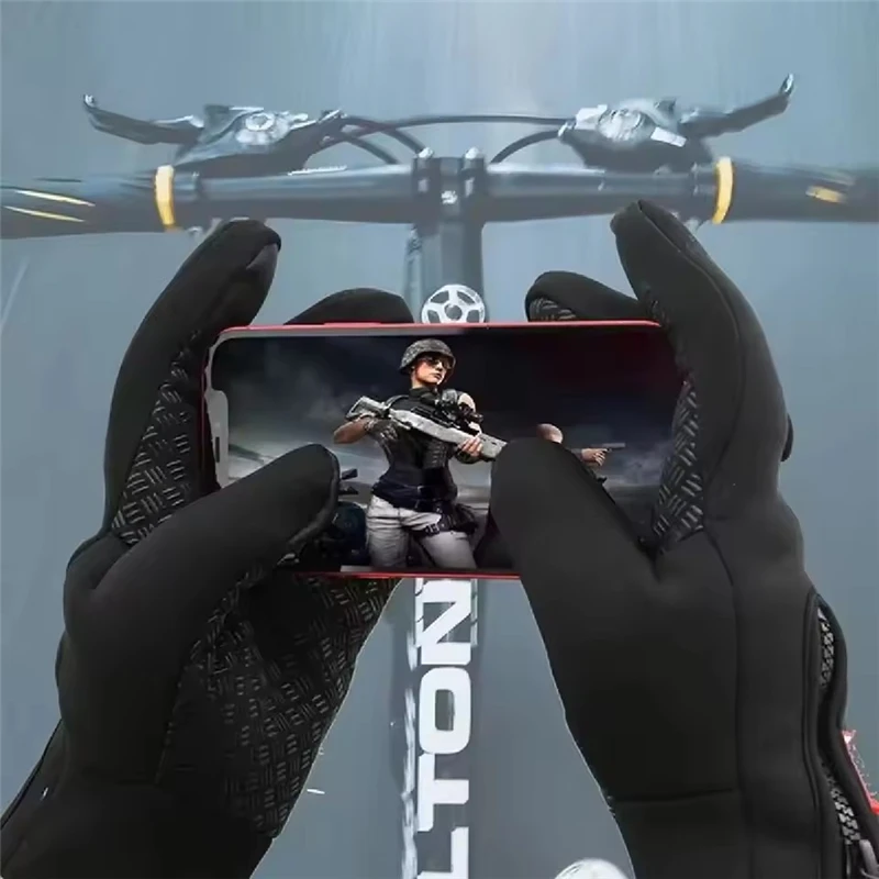 1 paire de gants de moto chauds pour hommes et femmes, Fitness d'hiver, conduite en plein air, écran tactile, gants épais imperméables