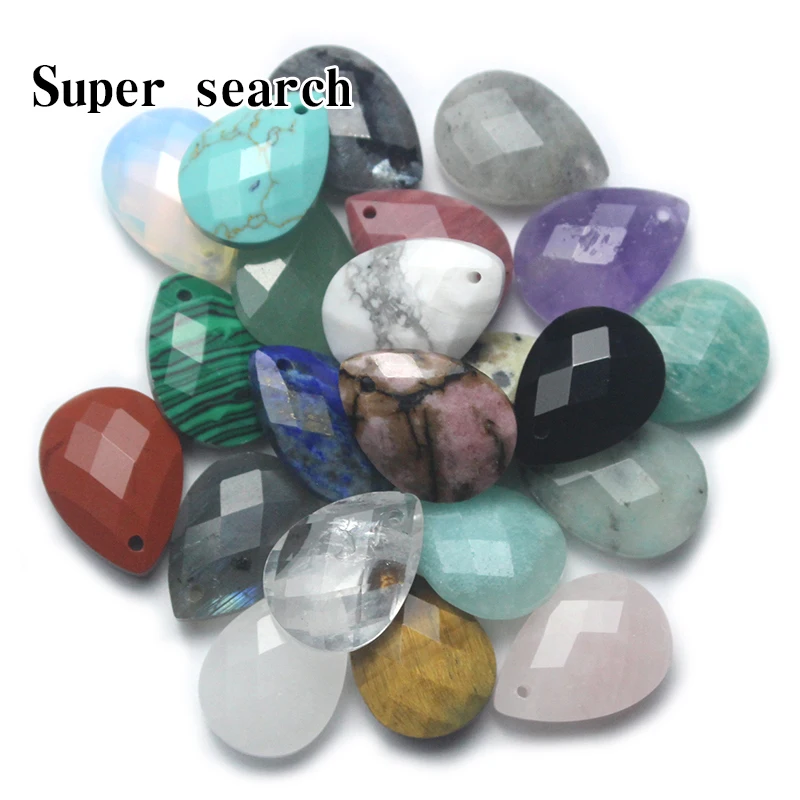 Droplet Shape Faceted Stone Pendant Natural Lapis Lazuli Amethysts Crystals Quartzs Healing Reiki for Jewelry Making Necklace