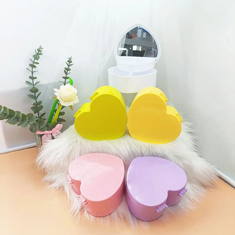 Case Double Storage Box Desktop Cosmetic Organizer Girls Makeup Storage Box Heart-shaped Jewelry  Box Sundries Container