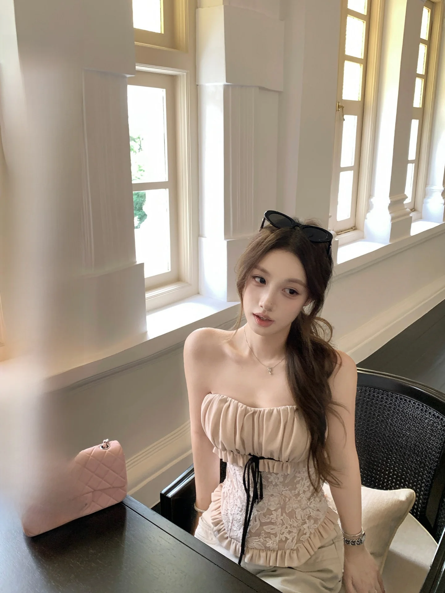 

Женский летний топ Chestnut a Color Blo Fibone с завязками на талии, вышивкой и узлом, для чаепития