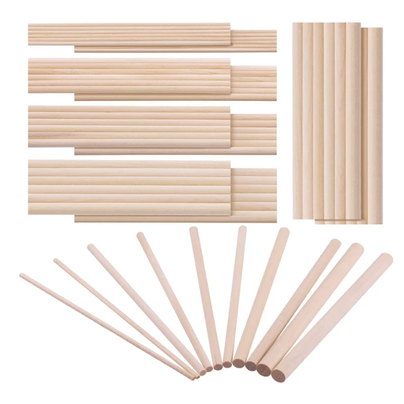 Round Wooden Stick for Crafts Food Ice Lollies and Model Making Cake Dowel DIY Dowel Building Model Woodworking Tool image 2