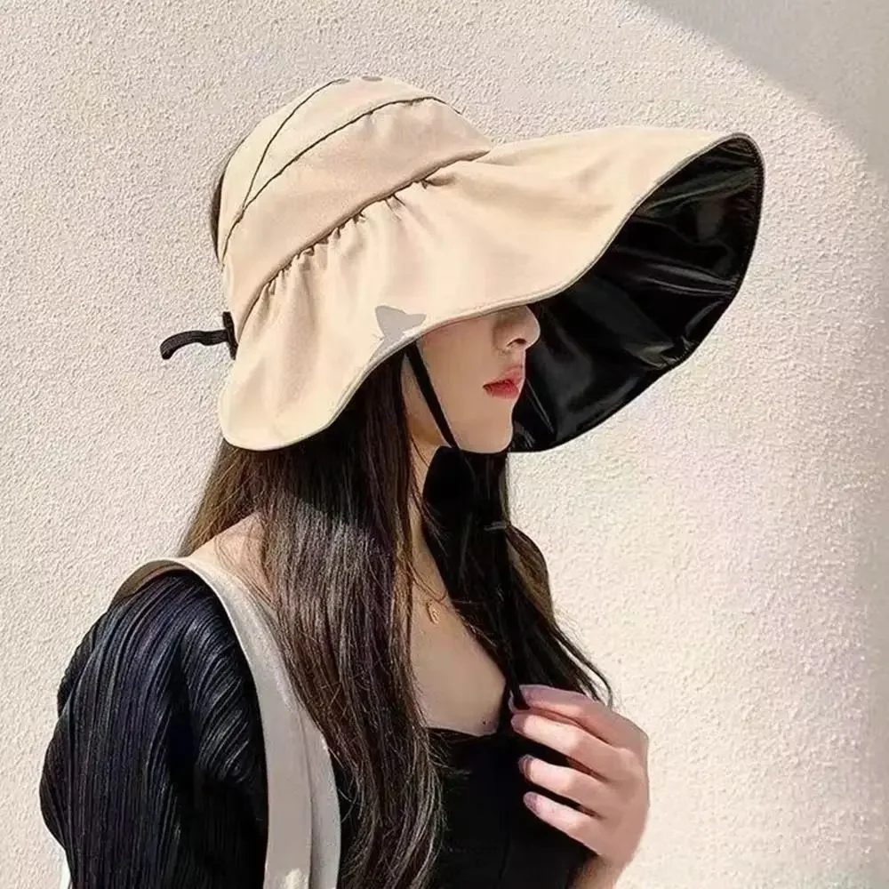 Moda protección UV visera grande sombrero para el sol tapa vacía plegable gorra para el sol de verano ajustable estilo coreano protector solar sombrero de cubo viaje