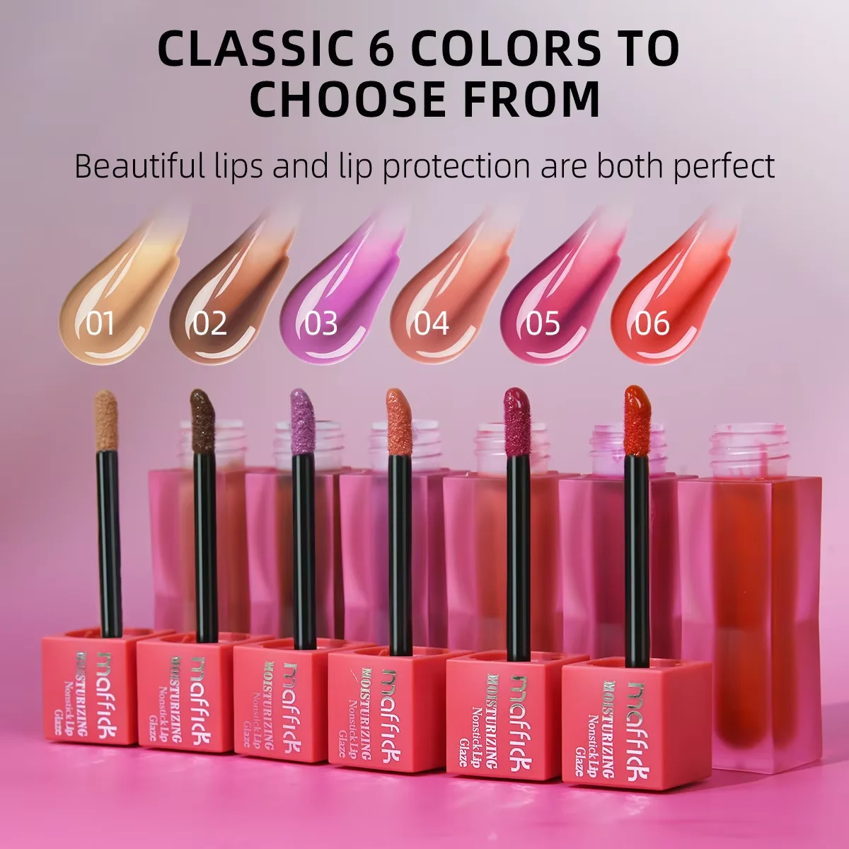 6-Color Liquid Gloss Lipstick Lip Gloss Long-Lasting Non Stick Cup Waterproof Korean Cosmetics Women's Makeup