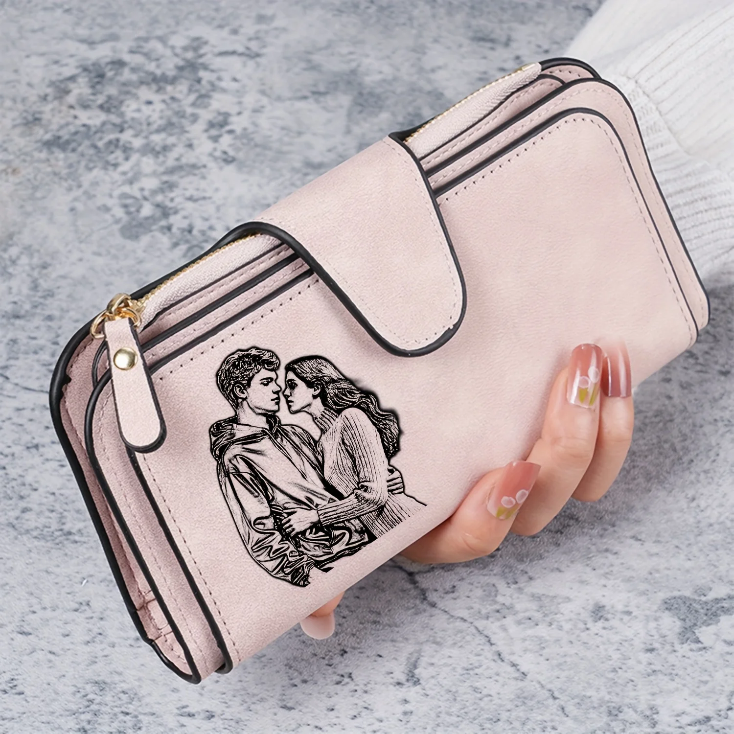 Custom Picture Coin Purse with Zipper 1pc Personalized Photo Custom Women's Long Wallet Multi-Card Slot Multifunction Card Hold