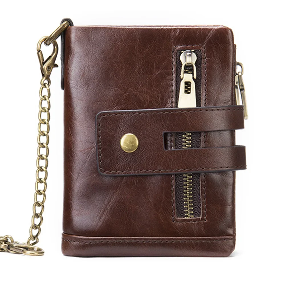 Hot selling short leather zipper multifunctional card bag, high-quality top layer cowhide wallet, vintage wallet