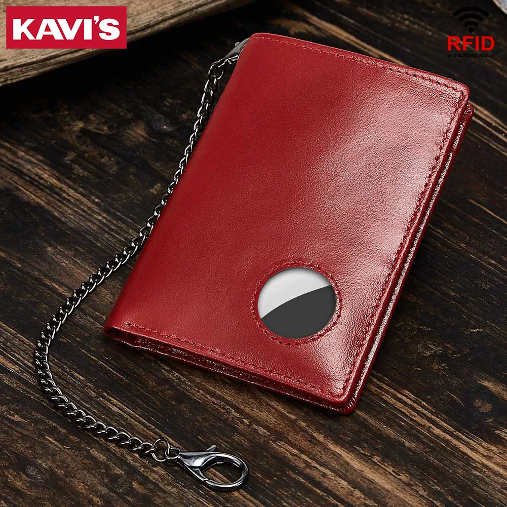 KAVIS 100% Genuine Leather Women's Wallets With Anti-Theft Chain Multi Slot ID Window Super Value Money Purse