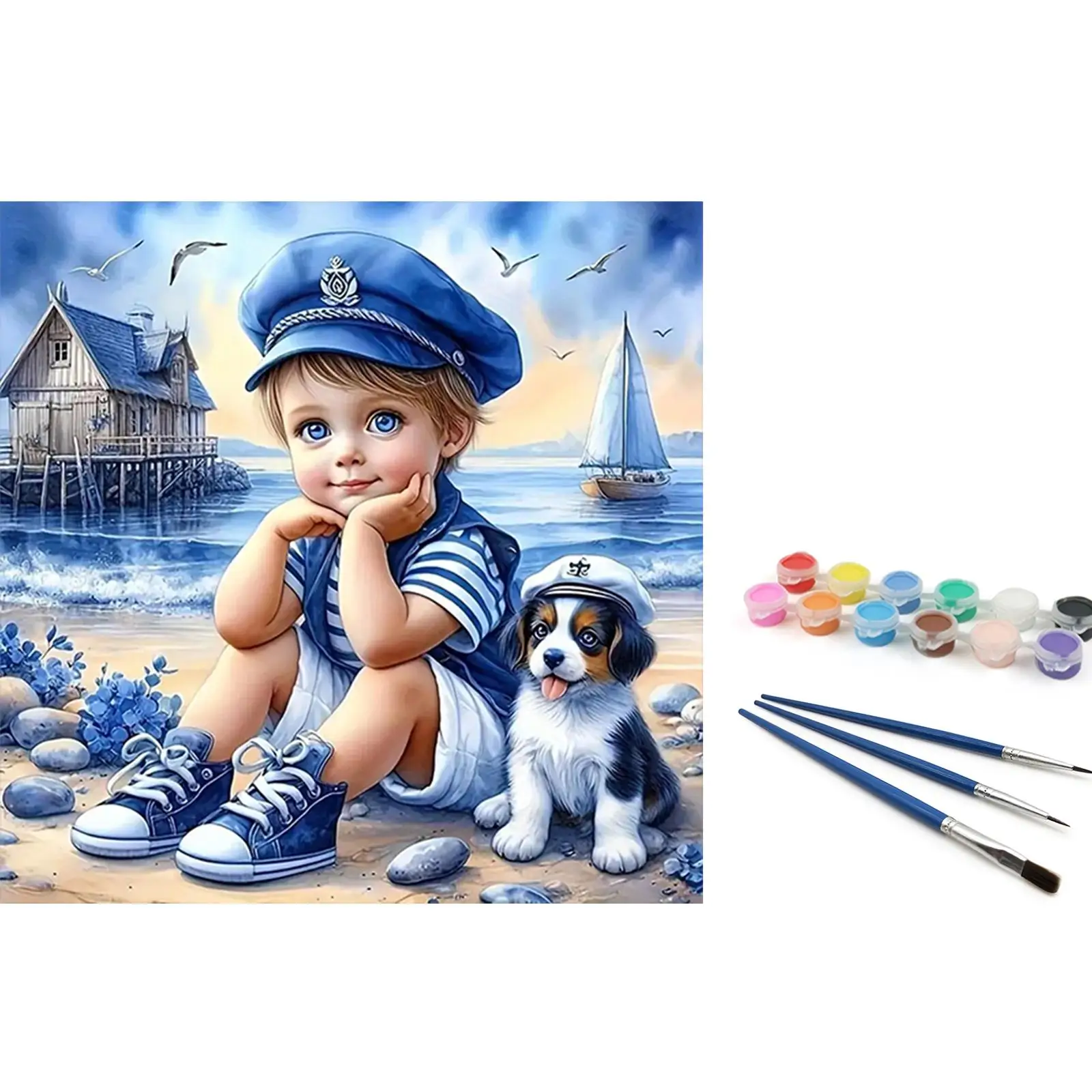 

Набор для рисования по номерам «Морской мальчик» на холсте 40x40 см без рамы для домашнего декора