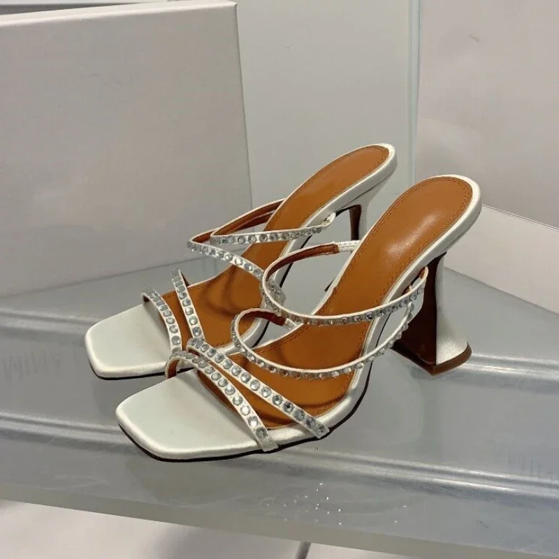 

Сандалии квадратные женские летние 2024 римские женские туфли с открытым круглым носком женские Тапочки