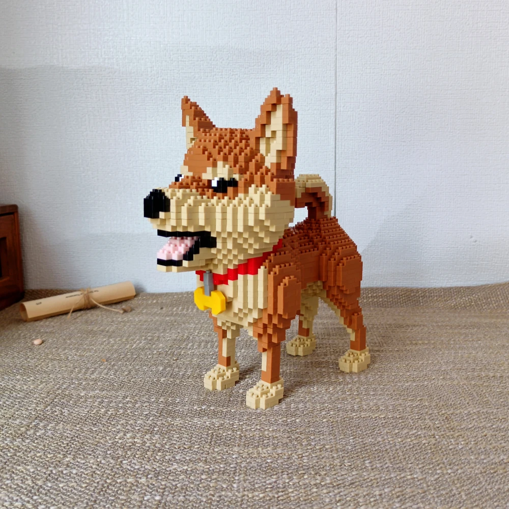 Pet Dog Shiba Inu-shaped Building Block Toy: Delightful Desk Ornament, Engaging Educational Toy, Ideal Gift