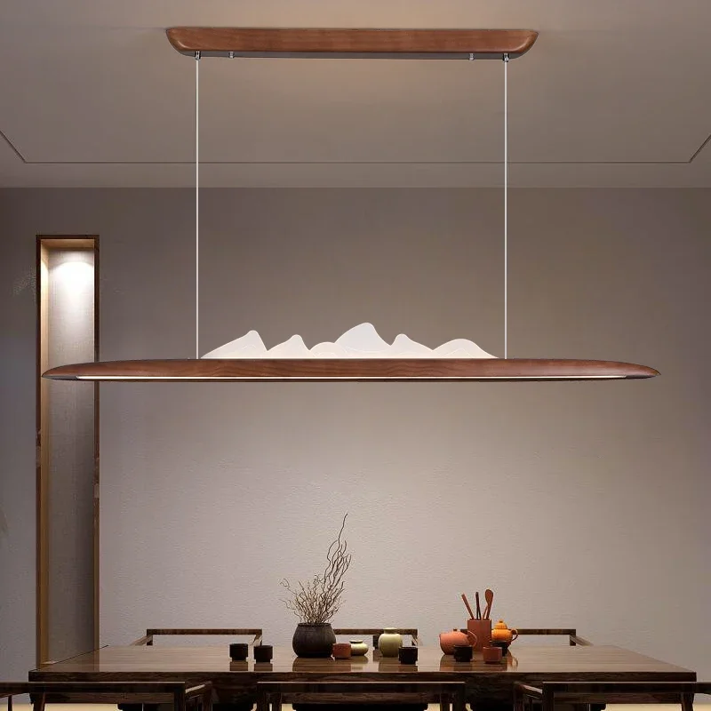 

Modern Minimalist Walnut Colored Solid Wood Pendant Light Tea Rooms Kitchens Islands Coffee Shops Chandelier for Indoor Designer