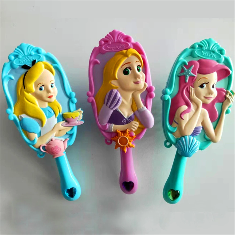 Disney mermaid Air Cushion Combs Alice princess Stone Cartoon Anime Figures Comb Hair Brush Hairdressing Tool Kids Gift