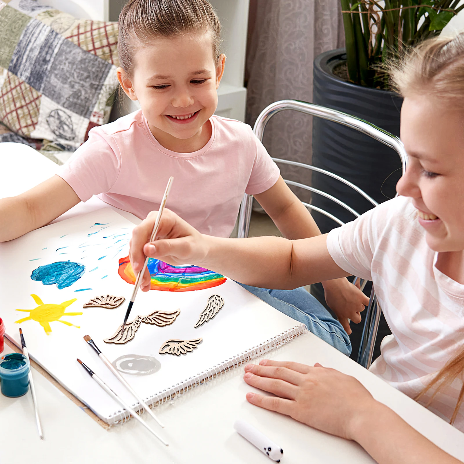 

80Pcs Hollow Out Wood Wings Unfinished Wooden Slices for DIY Projects Natural Craft Supplies Perfect for Baby Shower Christmas