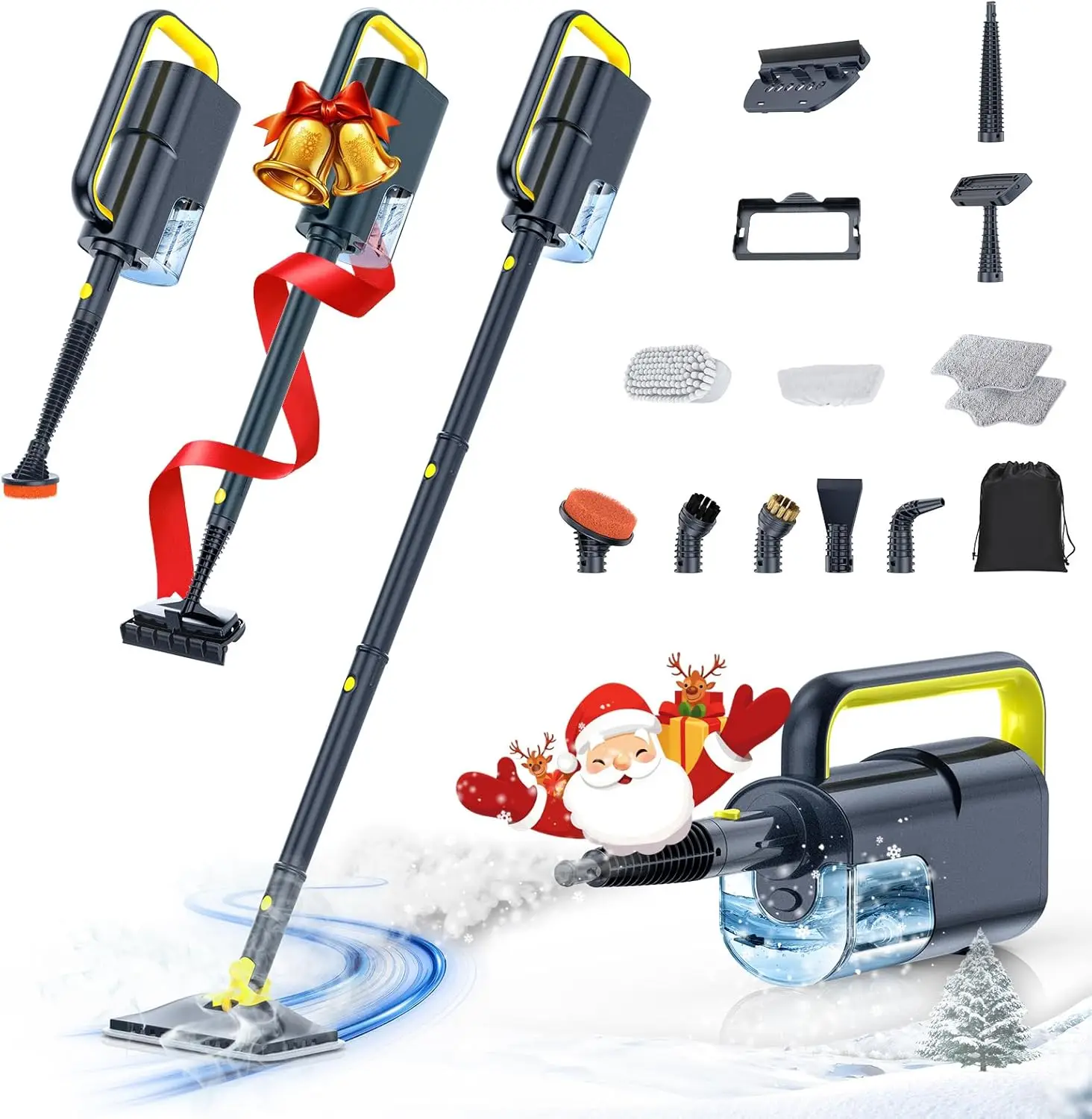 

10-in-1 Steam Mop with Detachable Handheld Steamer, 350ml Tank, 10s Heat-Up for Multi-Surface Cleaning