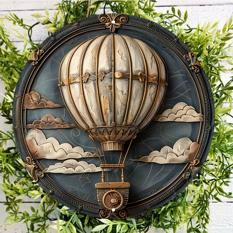 Hot Air Balloon Aluminum Metal Sign, Waterproof, Weather Resistant, HD Printing Wall Decor, 8x8Inch, 1Pc