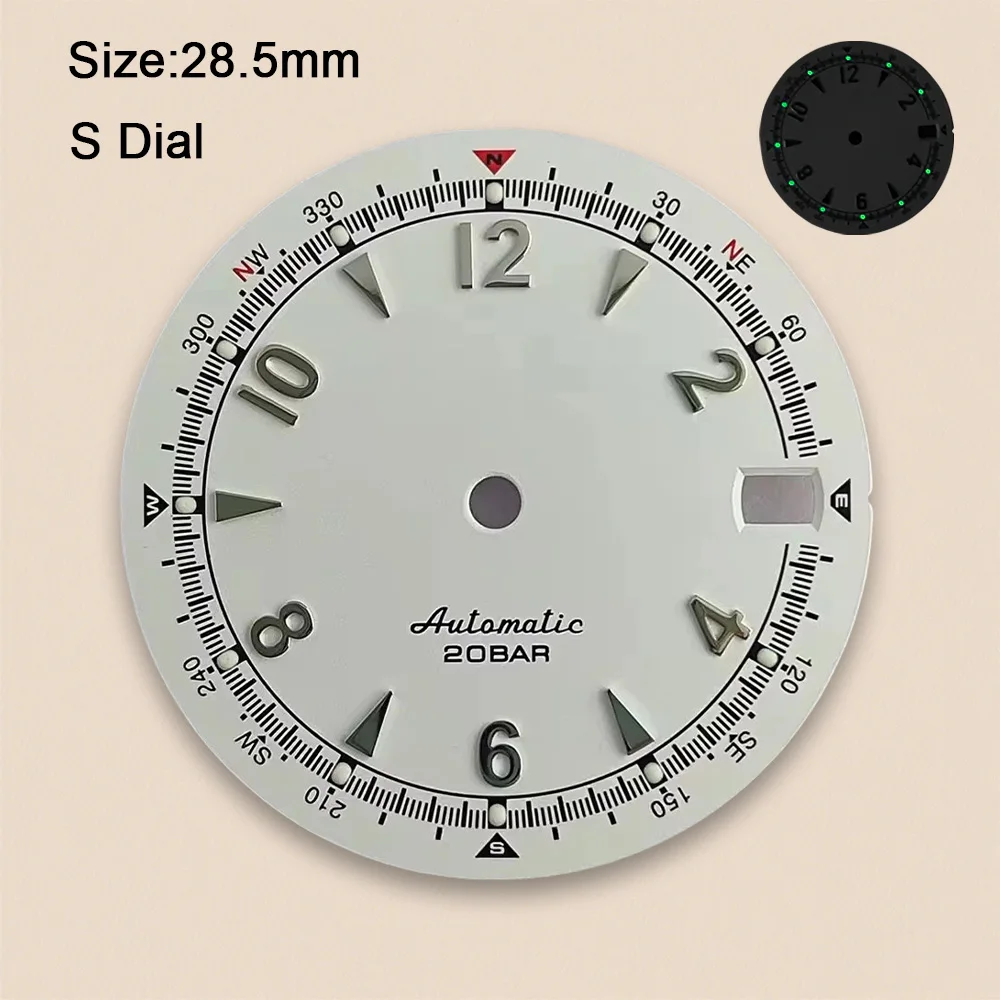 Nh35 Dial S Logo 28.5mm Retro Watch Dial Green Luminous For NH35 NH36 Movements High Quality Watch Accessories Repair Tool view 4