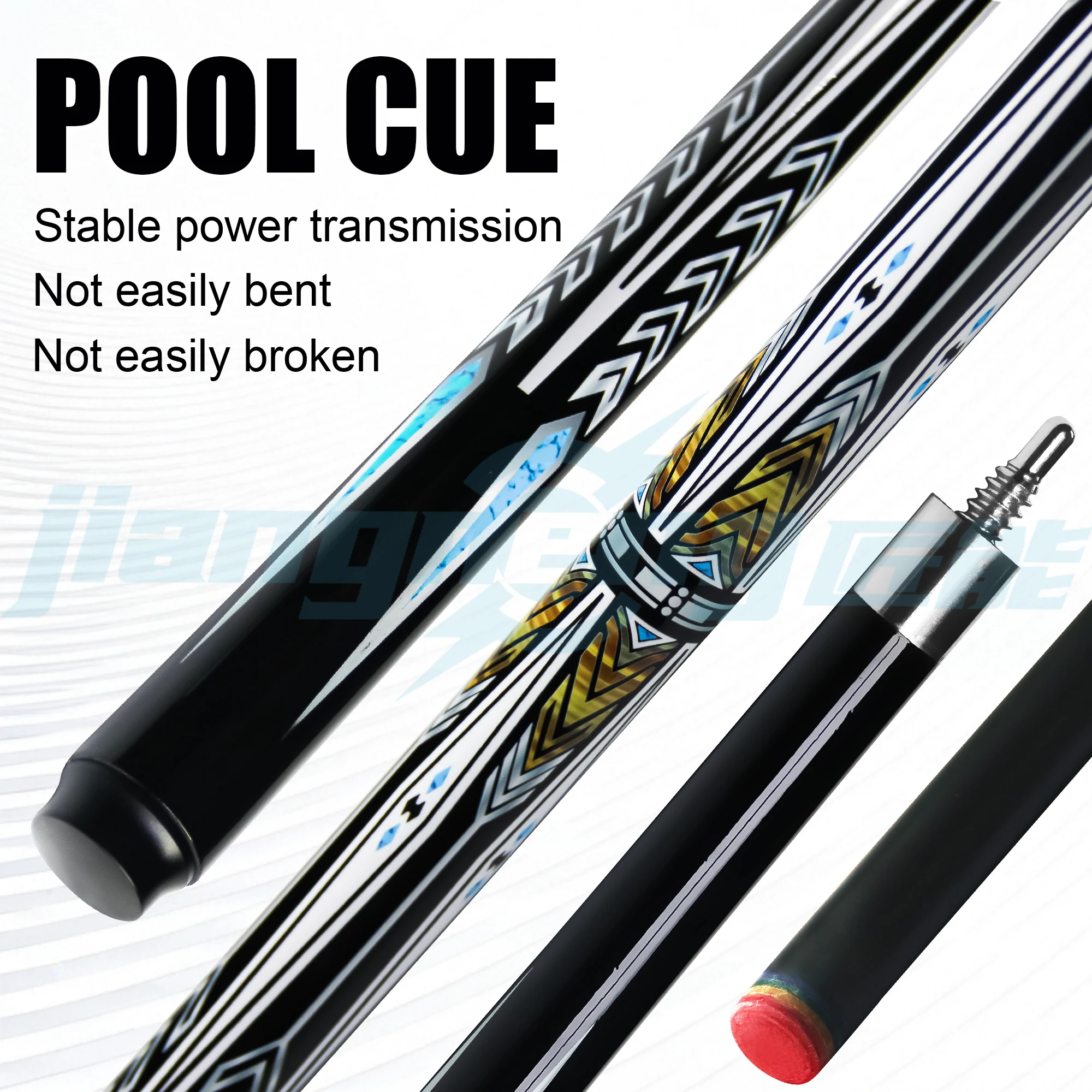 

Professional Glass Fiber Pool Cue Stick 13mm Tip 2-Piece Lock Joint Snooker 3 Cushion Billiards with Multilayer Tip Bumper