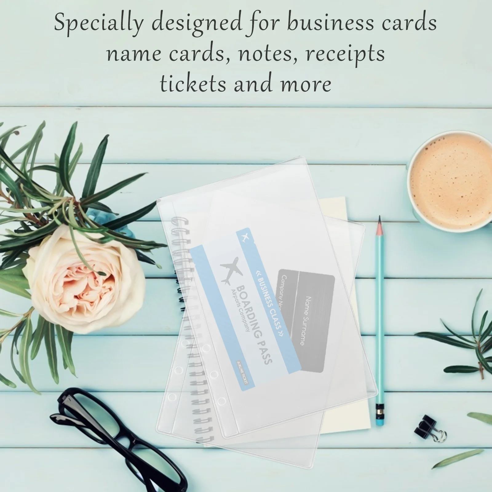 

10Pcs Ticket Bags Multi-Functional Name Card Holders Lightweight Rounded Corner Loose-Leaf Storage Bags for Bills Tickets Notes