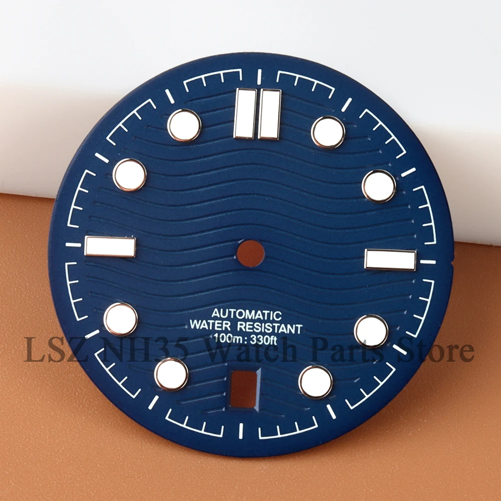 31.7mm NH35 Dial For Seamaster 300 NH35 NH36 Automatic Movement 6'Clock Green Luminous Watch Face Accessories Replacement Part