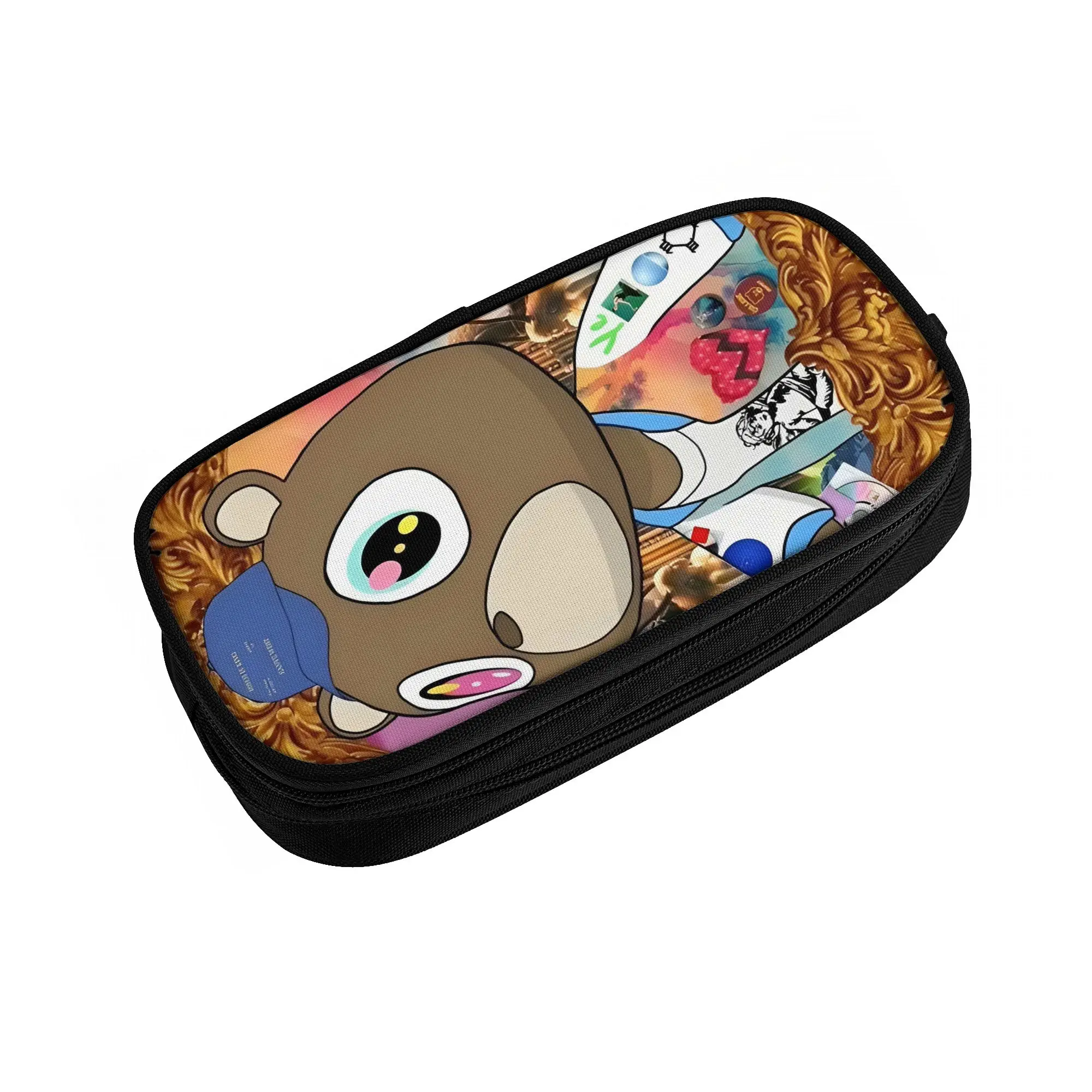 Kawaii Rapper Singer Funny Kanye West  Pencil Case for Boys Girls  Large Storage Pen Box Bag School Accessories