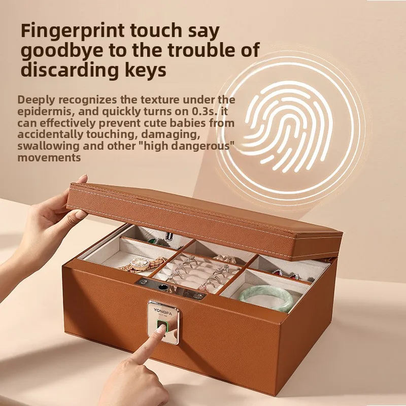 صندوق فتح بصمة الإصبع LX آمن للمجوهرات المنزلية الصغيرة والمجوهرات الذهبية والأقميمة الخاصة الراقية