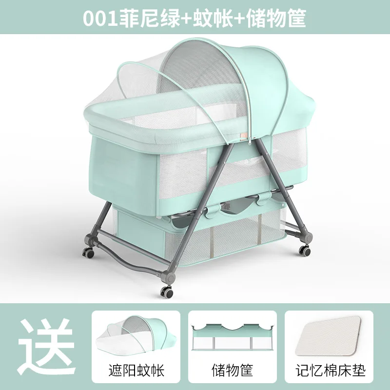 

Portable Movable Crib, Height Adjustment Stitching Big Bed Baby Cradle Bed, Bb Bed Anti-spill Milk