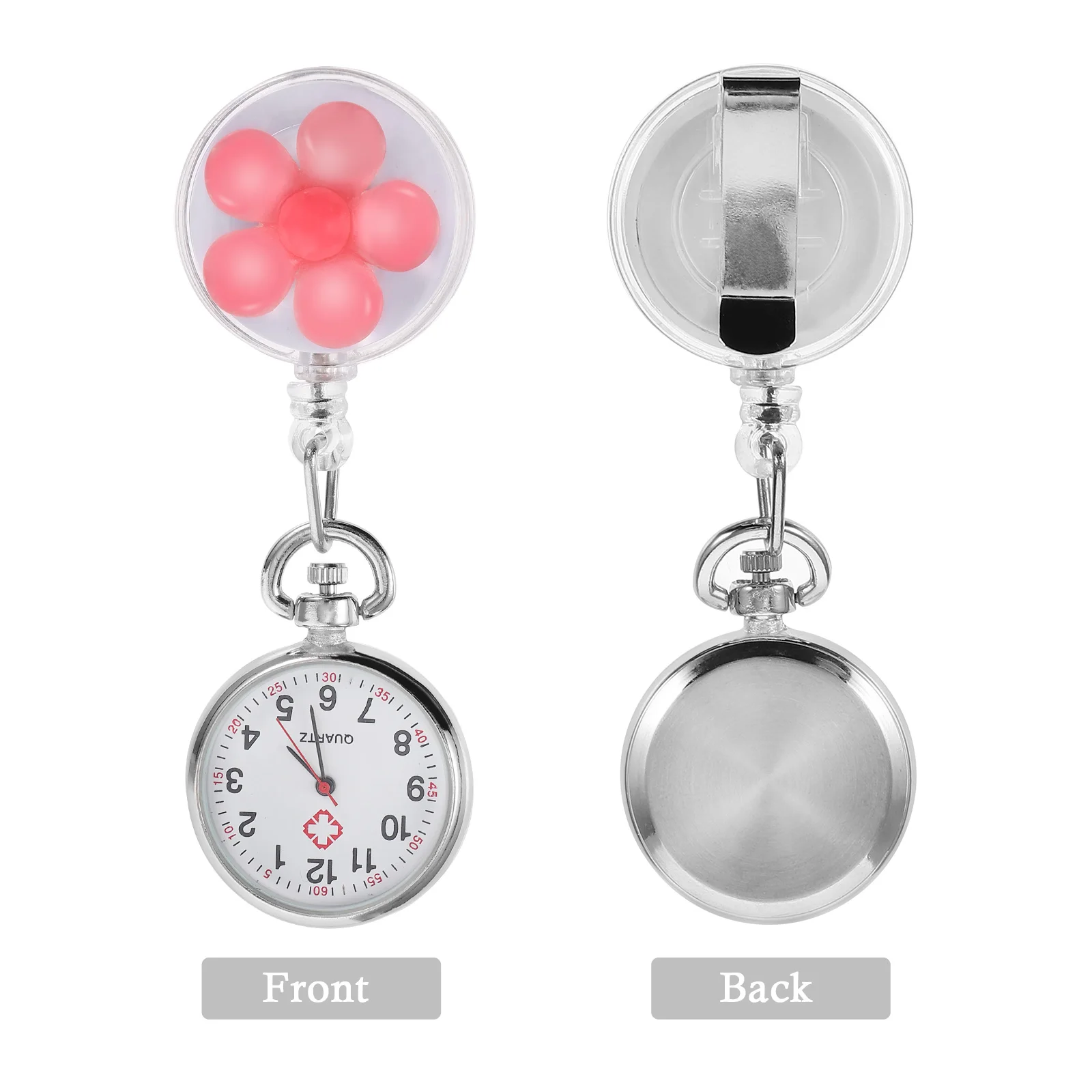 

Hanging Lapel Nurse Table Badge Fob Gift Pink Clip On Watch Mirror Glass Quartz Clip On Chest Pocket Watch