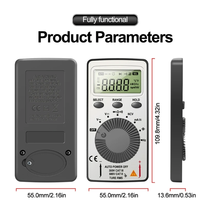 Portable Multimeter 1999 Counts Digital Multimeter Voltmeter Auto-Ranging for Testing Voltage Current Resist DropShipping