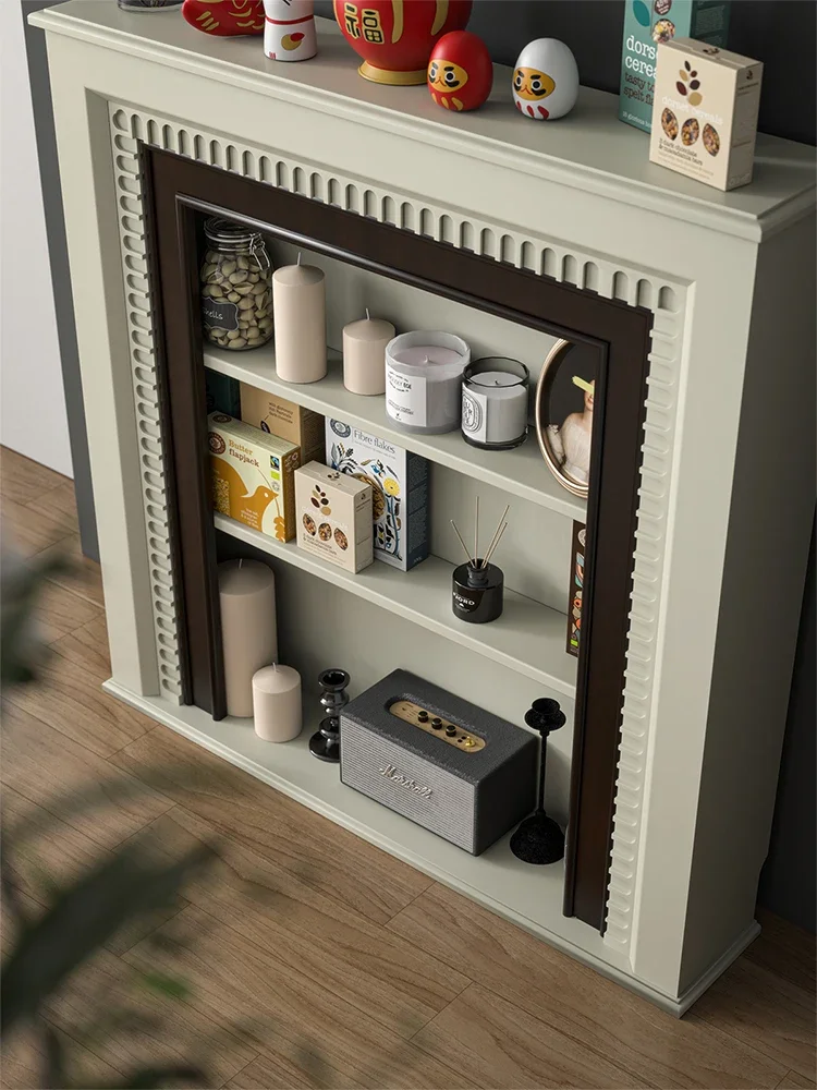 

A57 French retro fireplace decoration cream white modern living room European side cabinet American storage porch
