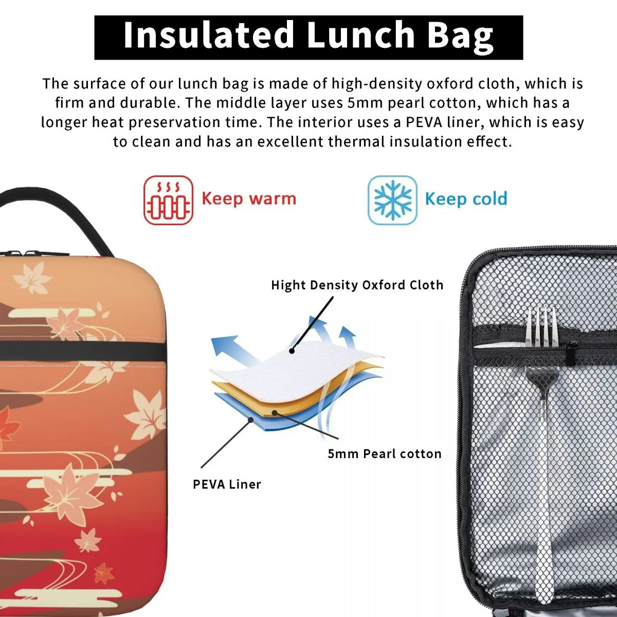 Genshin Impact Kaedehara Kazuha Maple Thermal Insulated Lunch Bags Anime Game Portable Lunch Tote Camp Travel Storage Food Box