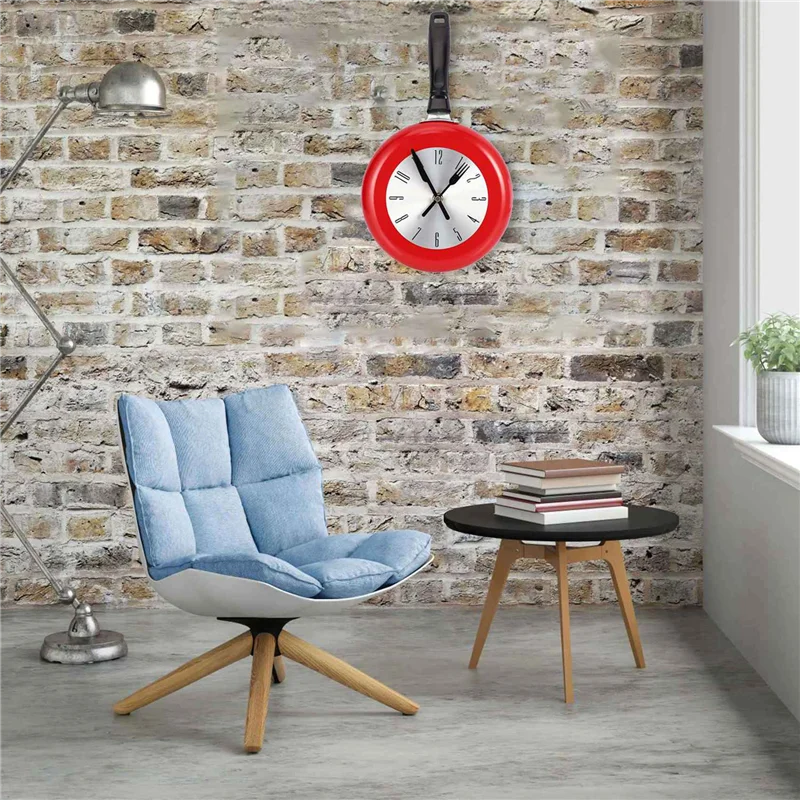 

2X Wall Clock Metal Frying Pan Design 8 Inch Clocks Kitchen Decoration Novelty Art Watch