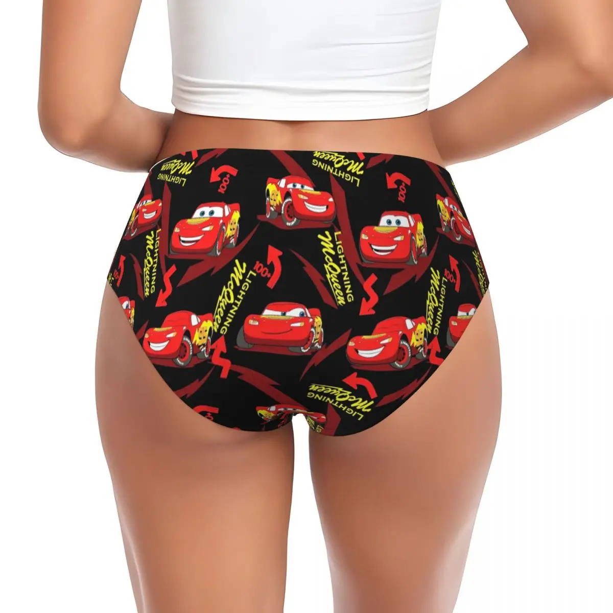 Cute Lightning Mcqueen Car Women Underwear Brief Full Coverage No Show High Waisted Ladies Panties