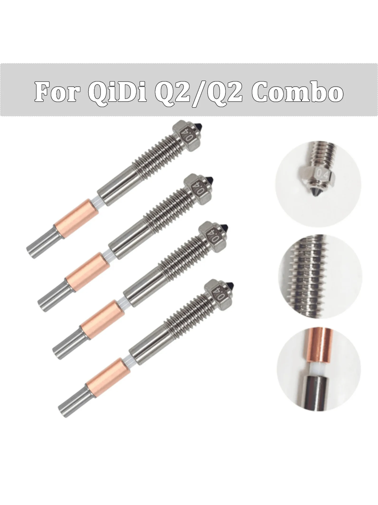 Dysza bimetaliczna z izolacją ceramiczną QiDi Q2/Q2 Combo, zintegrowana konstrukcja, szybkie demontaż, dysze zintegrowane do QIDI Q2 — zdjęcie produktu 6