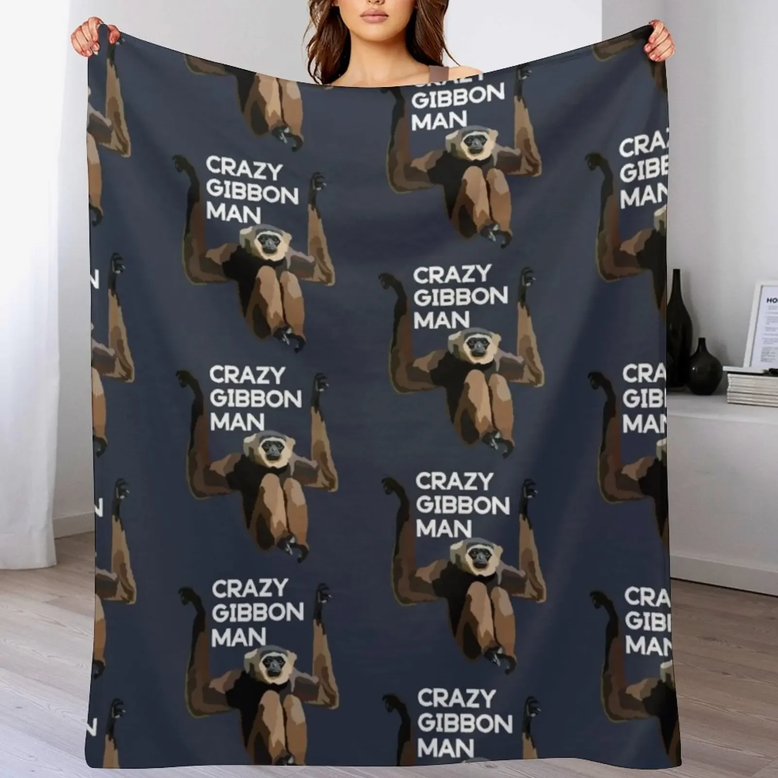 Crazy Gibbon Man Throw Blanket Tourist Decorative Throw Blankets