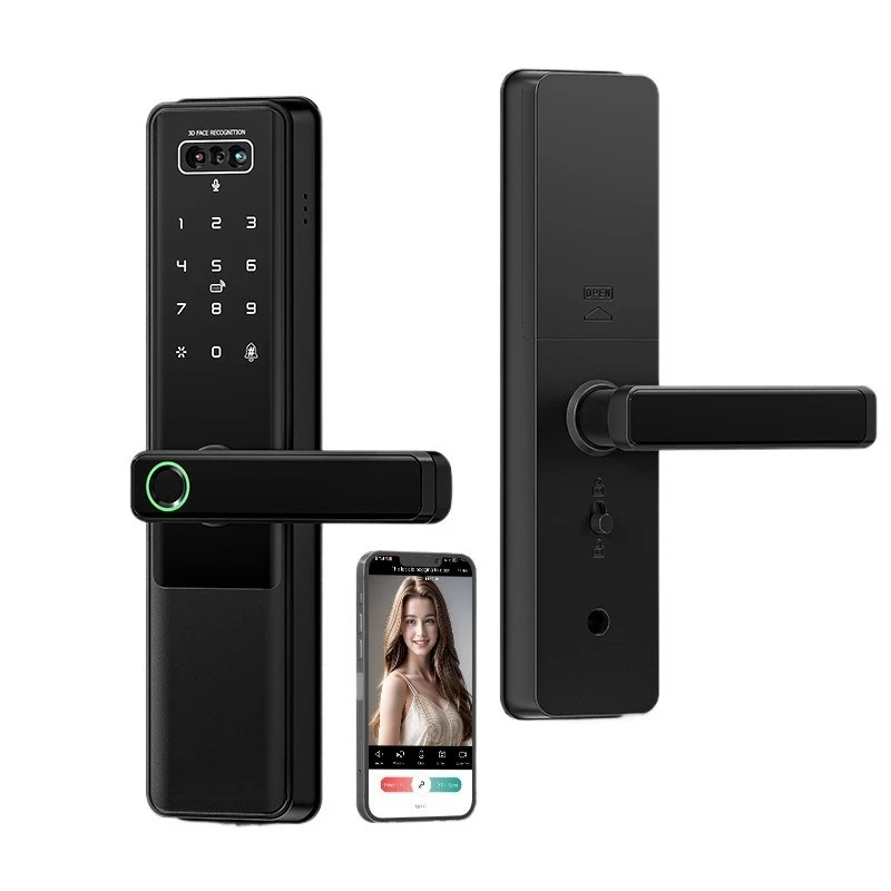 Palmprint + facial recognition graffiti APP semi-automatic smart door lock, fingerprint password intercom lock