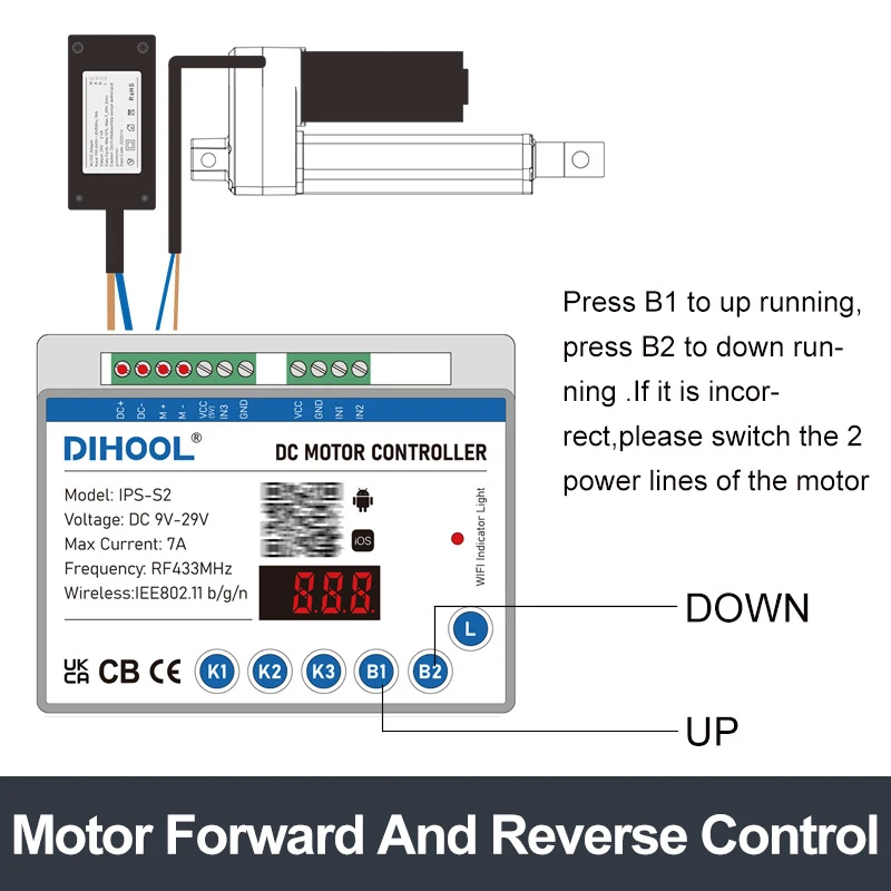 DC Motor Forward And Reverse Rotation Controller Time Control 12V 24V Linear Actuator Controller App Wifi Control