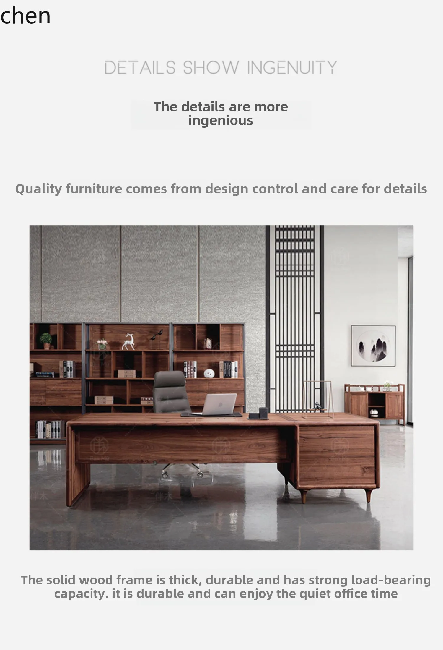 HT all solid wood desk simple modern boss table desk black walnut office high-end furniture 5