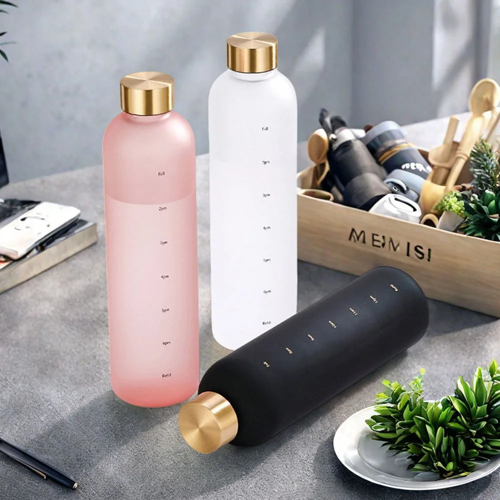 Water bottle, inspirational water bottle with time mark, reusable water bottle, suitable for gym fitness workout travel