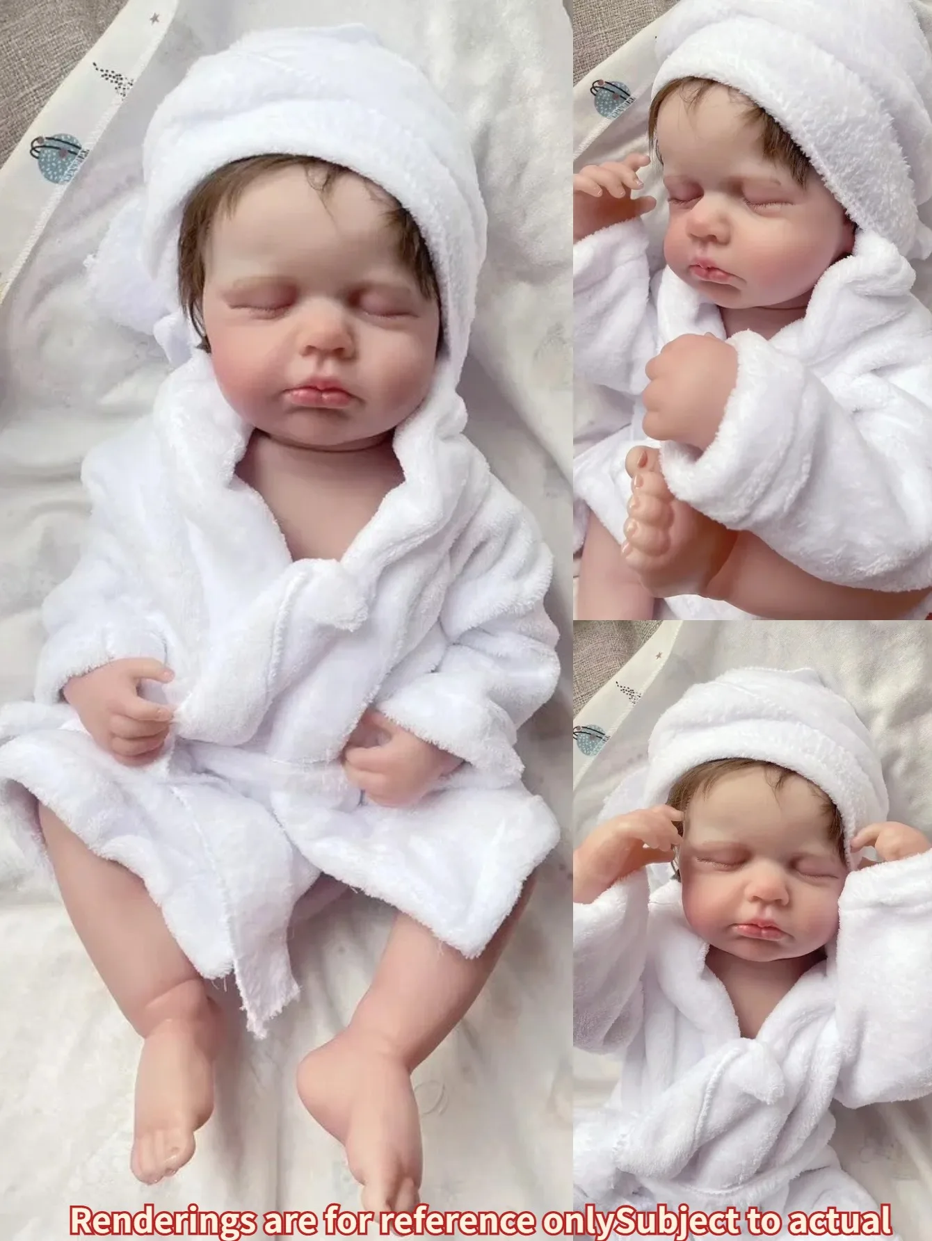 19 بوصة لولو فتاة تولد من جديد دمية طفل ثلاثية الأبعاد رسمت بيبي دمية الوليد مع الشعر الجذر يمكن الاستحمام #3