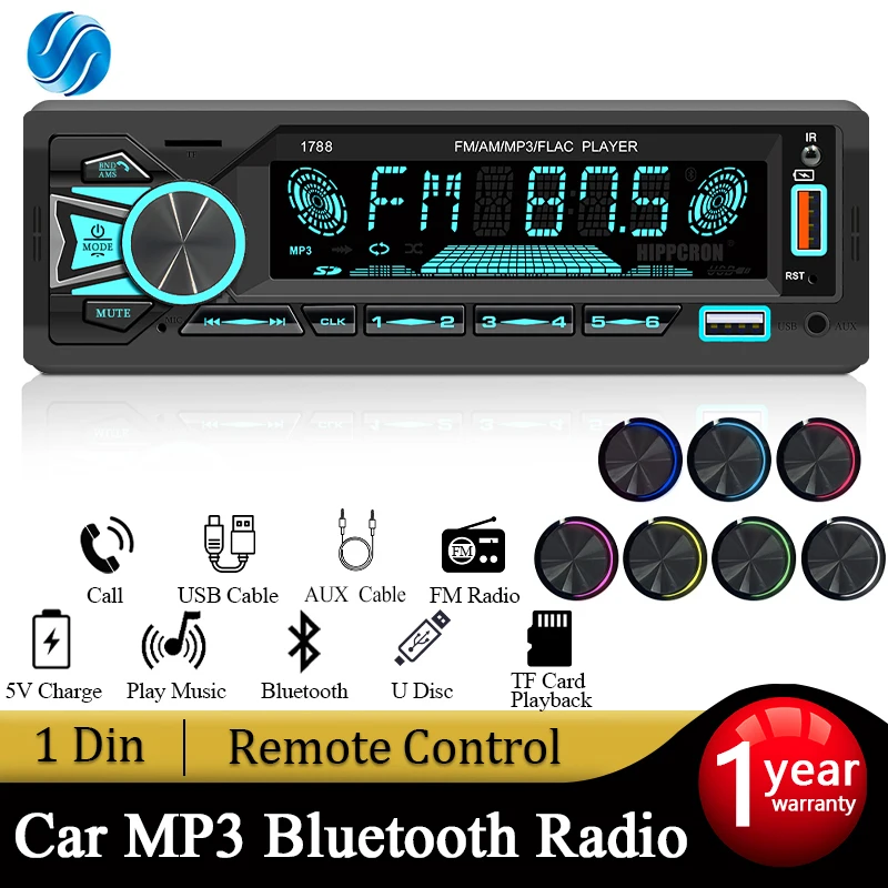 SINOVCLE 1din Car Radio Stereo Bluetooth Digital MP3 Player FM Receiver With Remote Control AUX/USB/TF Card In Dash Kit