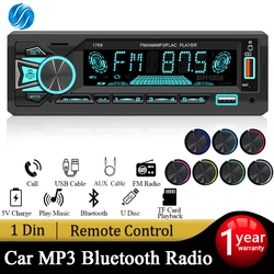 SINOVCLE 1din Autoradio Stereo Bluetooth Lettore MP3 digitale Ricevitore FM con telecomando Scheda AUX/USB/TF nel kit Dash