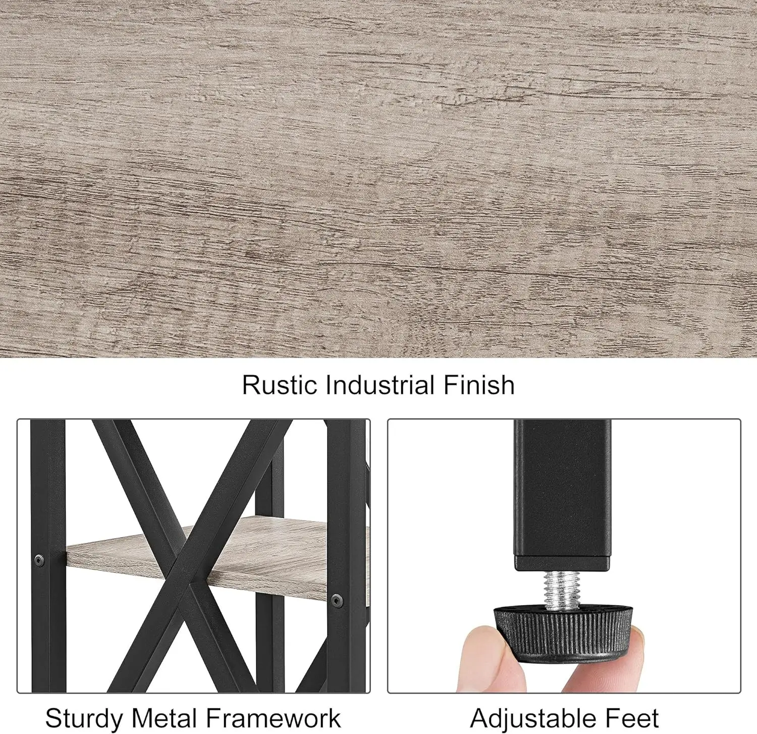 Mesa auxiliar de 3 niveles con estantes de almacenamiento para el hogar y la oficina, mesas de sofá de Diseño Industrial X con marco de Metal fuerte, sala de estar