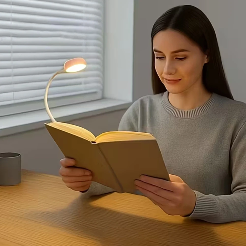 Runtowo LED Clip On Book Light Portable Reading Light Battery Powered 3 Color Eye Protection Stepless Dimmable Mini Desk Lamp image 3