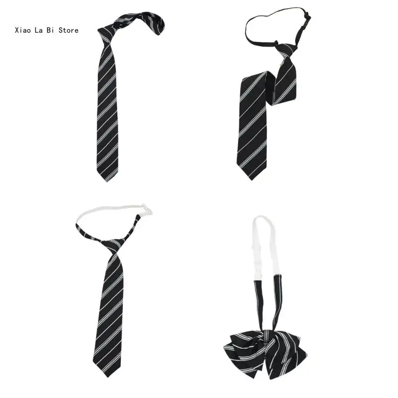 

Teen Girl Striped Necktie Woman British Striped Pattern Neckwear Detachable Collar Removable Ties Costume Necktie XXFD