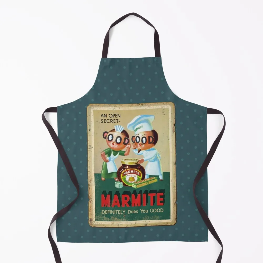 Vintage Marmite Advert (rusty sign style) - Marmite Definitely Does You Good - Nostalgic Food Ad Apron Salon Apron