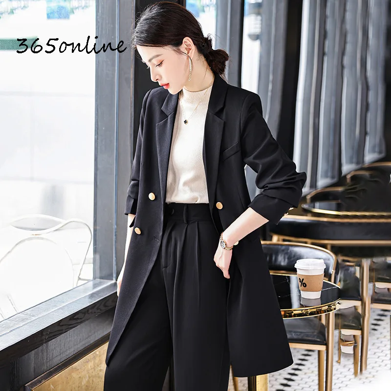 Middle Long Windbreaker Women Coat Blazers Professional OL Style Overcoat High Quality Fabric Autumn Winter Tops Clothes Outwear