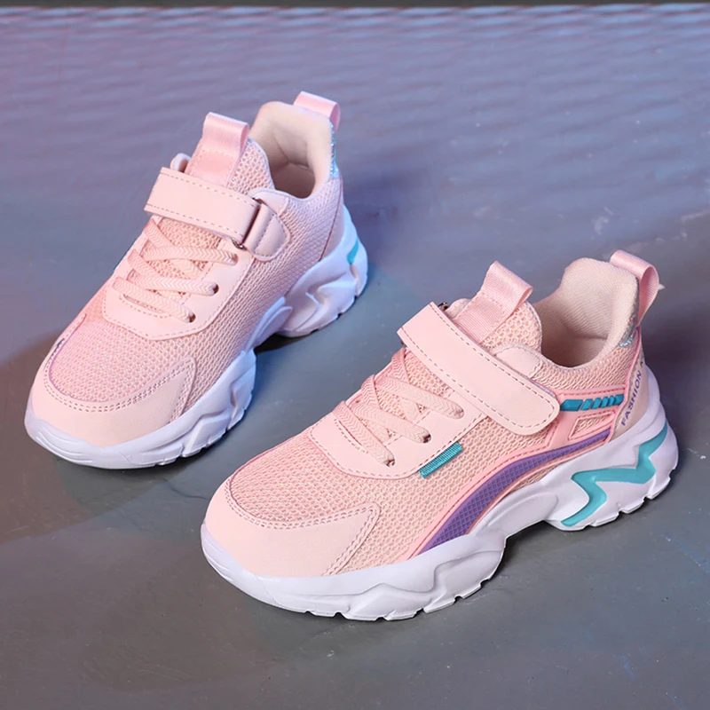 Trendige, leichte Kinder- und Mädchen-Schulschuhe, rutschfest, atmungsaktiv, für den Außenbereich, lässig, Walking-Sneaker, Größe 28–39 – Detail 4