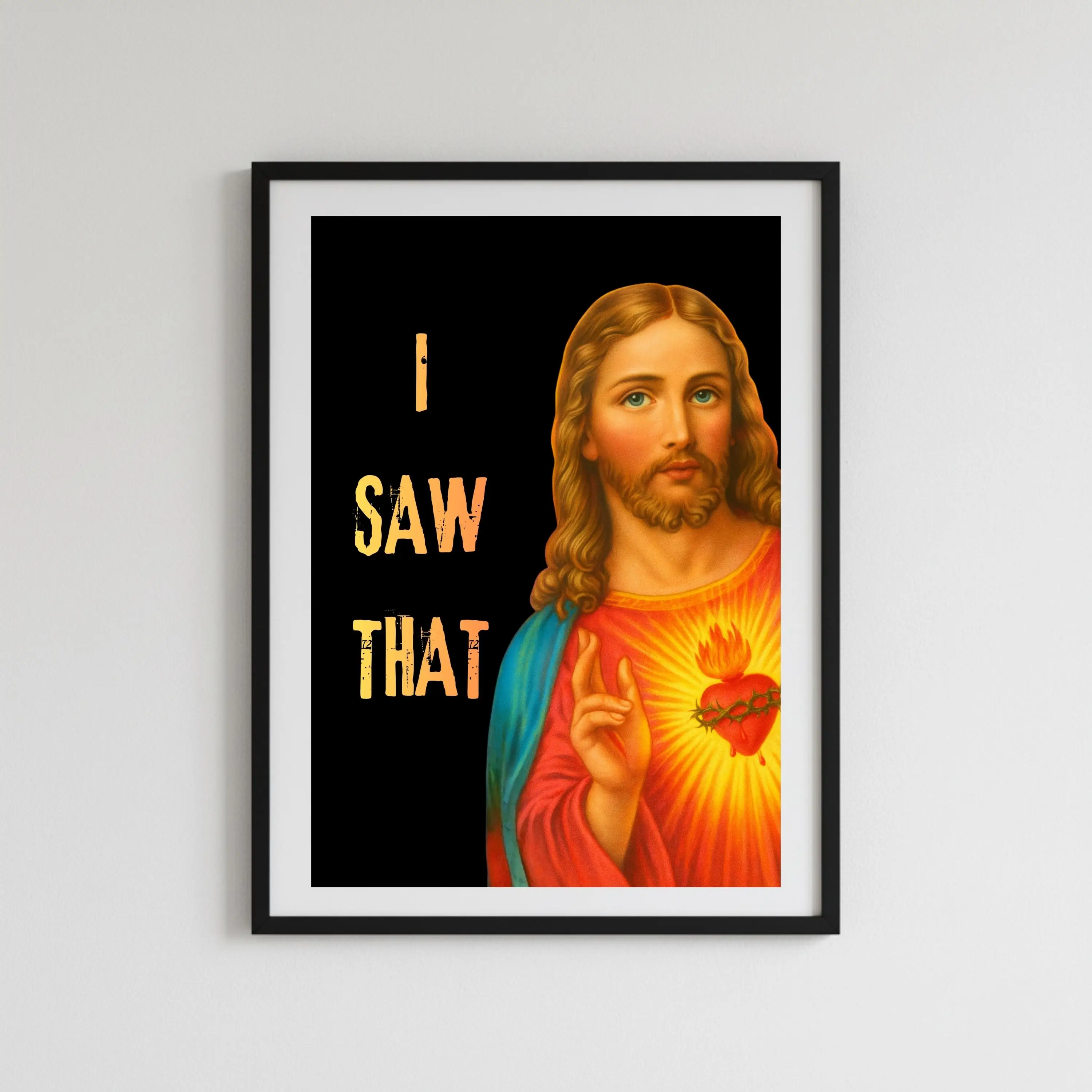 Toilet Jesus Wall Art Funny Poster Neon Words I Saw That Prints Renaissance Funny Vintage Decor Humorous Poster Canvas Painting