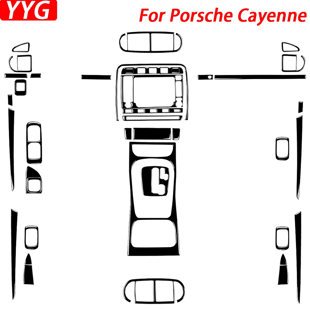 

For Porsche Cayenne Sport SUV 2003-2010 Piano Black Gear Shift Air Outlet Dashboard Panel Set Car Interior Accessories Sticker