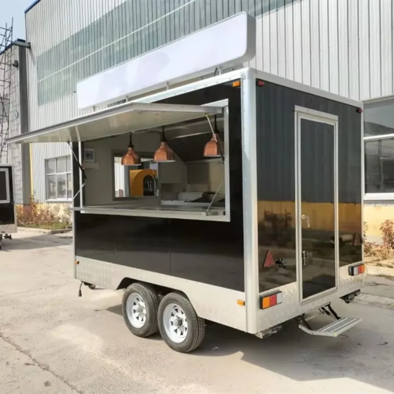 Customized Size Fast Food Trailer with Full Sticker Mobile Food Truck Fully Cooking Equipment for Fast Food